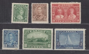 1935 #211 - #216 1¢ - 16¢ KING GEORGE V SILVER JUBILEE ISSUE F-VF COMPLETE SET - Picture 1 of 2