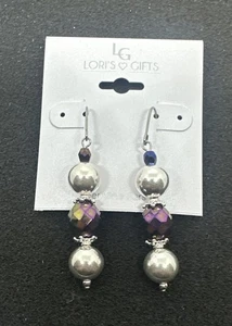 Orecchini pendenti con perline viola Lori’s Gifts orecchie sensibili nuovi con etichette - Foto 1 di 2