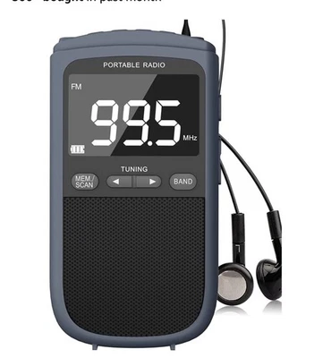 AM FM Walkman Radio:900mAh Rechargeable Portable Transistor Pocket Radio with Be - Image 1 of 4