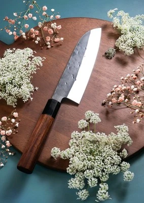 Hand-Forged Santoku Japanese Chef Knife 11’ Damascus Blade Great Wooden Handle — 第 1/4 张图片