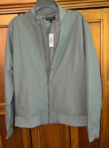 Banana Republic Men's Gray Bomber Jacket, Size Medium Full Zip Pockets NWT - Picture 1 of 9