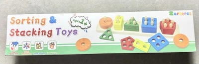 Montessori Wooden Sorting Stacking Puzzle Toys for Toddlers Kids Age 1+ - Image 1 of 3