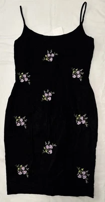 Vestido feminino Chetta B noite veludo preto 8 alças de espaguete forrado bordado - Imagem 1 de 4