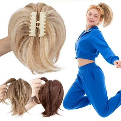 Extensiones de cabello cola de caballo garra flexible cola de caballo moño grueso mullido poste para el cabello Foto 1 de 4