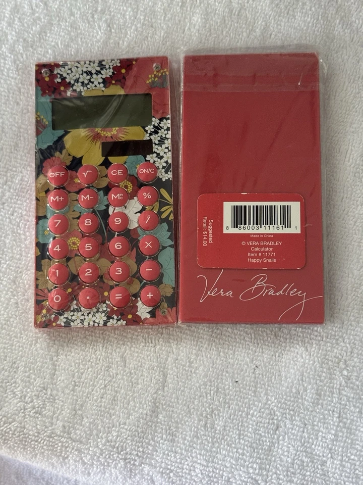 Vera Bradley Calculadora “CARACOLES FELICES” Retirada Portátil, Tamaño Bolsillo. Nuevo con etiquetas. Raro. Foto 1 de 1