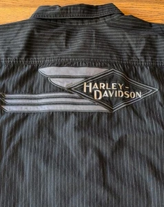 Genuine Harley-Davidson Embroidered Shirt Black Stripe Short Sleeve Mens 3XL - Picture 1 of 7