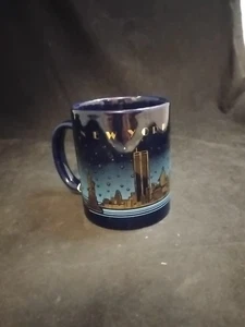 Pre 9/11 Twin Towers New York City Coffee Mug Blue/Gold - Picture 1 of 6