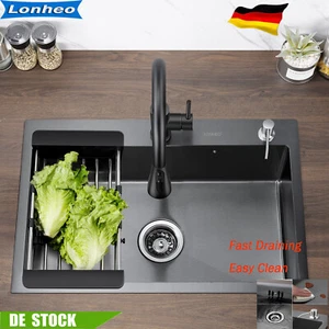 Stainless steel kitchen sink siphon built-in sink 68*45 cm sink with drip area - Picture 1 of 12