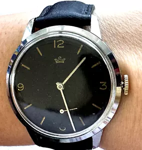 Vintage Men's Marvin 700 Swiss Mechanical Wind Up Watch Black Band & Dial Runs - Picture 1 of 18