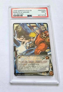 Naruto & Sasuke PSA 9 Mint 1st Edition US066 SR Platoon Naruto CCG 2008 POP8 - Picture 1 of 4