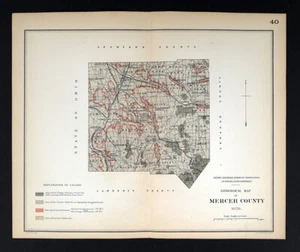 1878 Pennsylvania Geology Map Mercer County Sharon Greenville Pine Grove City P - Picture 1 of 3