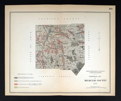 1878 Pennsylvania Geology Map Mercer County Sharon Greenville Pine Grove City P - Image 1 of 3