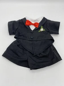 Build A Bear Workshop Camisa Esmoquin Negra Pantalones Cortos Rojo Pajarita Blanco Boutonniere - Imagen 1 de 3