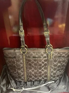 Coach Signature Brown Canvas Leather G0867-F12853 Tote Handbag No.2848 W/Bag - Picture 1 of 12