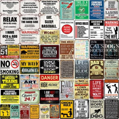 Vintage Metal Tin Signs Garage Plaques Club Bar Man Cave Home Customize Decor - Image 1 of 4