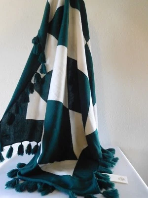 Novo Cachecol Quadrado Oversized Tory Burch Carnavalet - Cor: Norwood / Novo Marfim - Imagem 1 de 4