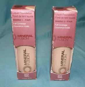 LOT OF 2 NEW = Mineral Fusion Liquid Foundation Warm 1 Fair 1 fl oz. New in Box - Picture 1 of 11