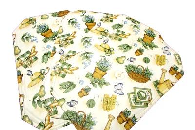 PLACEMATS, 4 reversible 16.5 x 10.5" w/gardeners' theme, smaller luncheon size — 第 1/3 张图片