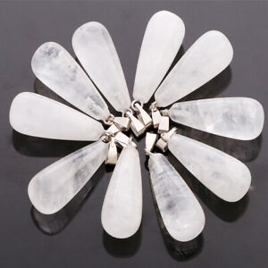 25pcs Charms natural quartz crystal water drop chakra stone pendant for jewelry