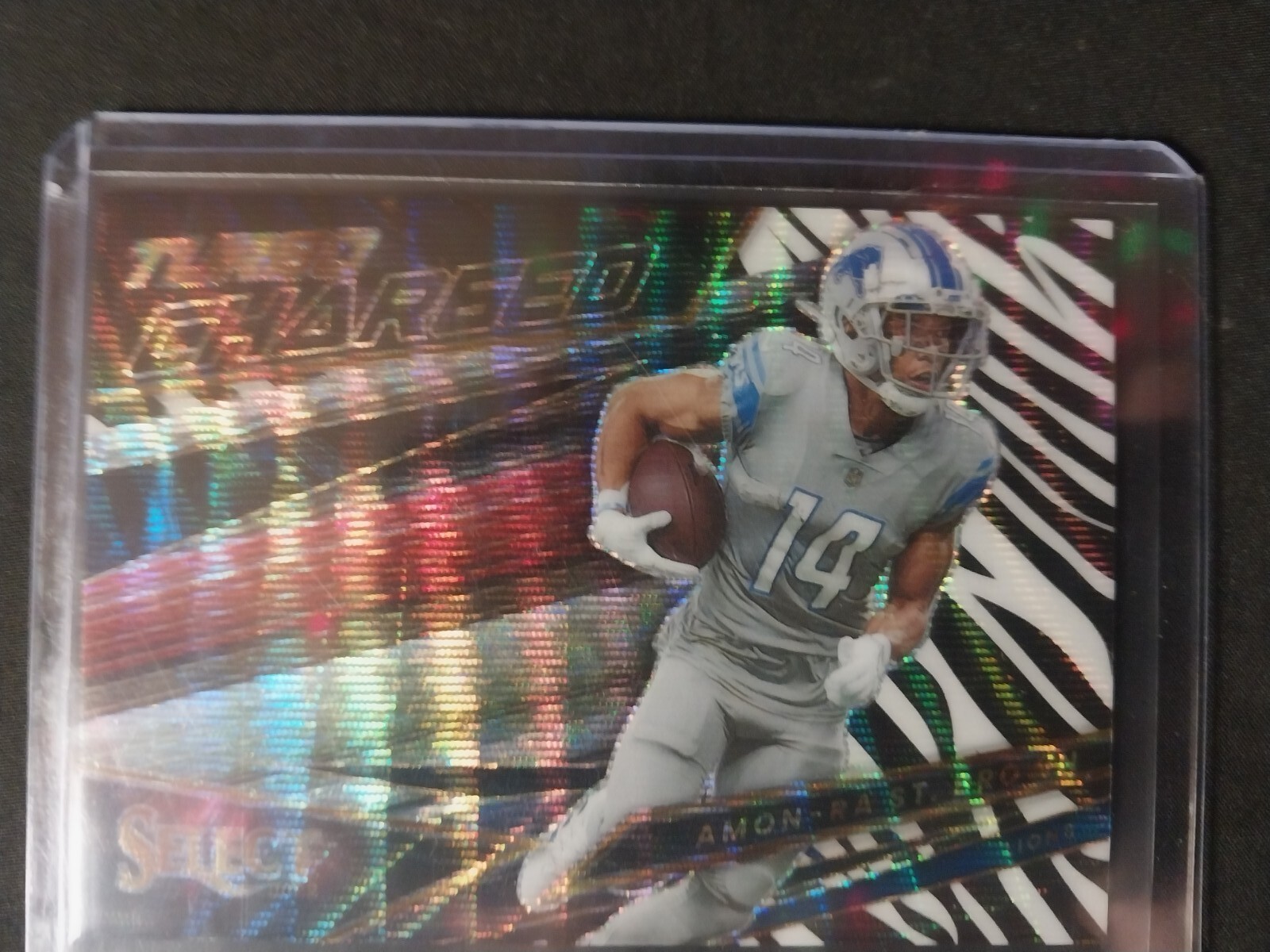 2022 PANINI SELECT FOOTBALL  AMON-RA ST. BROWN TURBO CHARGED ZEBRA PRIZM