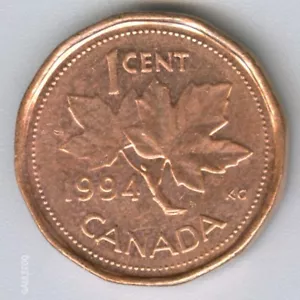 CANADA - 1994 CANADIAN 1 CENT COIN MONEY (No.2) - Picture 1 of 2