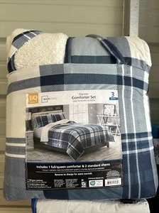 Flannel Comforter Set F/Q Mainstays 3 Pieces