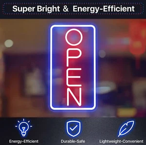 OPEN Vertical LED Neon Sign Light | USB Powered, Dimmable | 42cm x 23cm | Shop - Picture 1 of 5