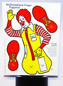 1995 Ronald McDonald Punch Out Finger Puppet McDonaldland juguete para niños - Imagen 1 de 3