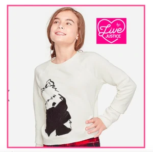 *NEW* JUSTICE GIRLS SIZE 8 10 12 PUPPY CREW NECK COZY SWEATSHIRT PULLOVER TOP - Picture 1 of 3