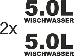 Wischwasser Aufkleber 2 Stück 5,0l Auto Beschriftung Schriftzug 10x5cm Farbausw. - Bild 1 von 2