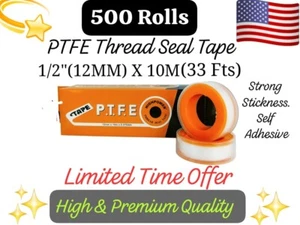 500 Roll 1/2" X 396" Teflon PTFE Thread Plumbing Seal Tape Pipe Industrial 3M - Picture 1 of 7