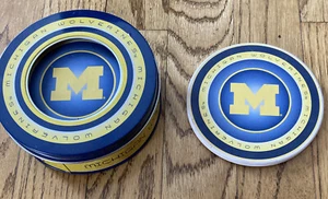University of Michigan Wolverines Stone Coasters Encore Sports (Set of 4 w/Tin)  - Picture 1 of 6