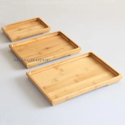 1 X Bamboo Serving Tray Plate Tea Ceremony Food Dinner Rectangle Vintage Chinese - Image 1 of 4