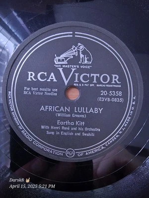 💥Vintage💥 Eartha Kitt 'African Lullaby & C'est Si Bon' 20-5358 RCA Victor 78 - Image 1 of 4