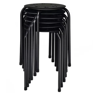 Set of 6 Portable Plastic Stack Stools 17.5" Height Backless Classroom Seating - Picture 1 of 8