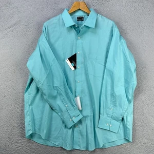 Van Heusen Shirt Dress Men 18.5 34-35 Aqua Everyday Defense Big Fit Stretch NEW - Picture 1 of 10