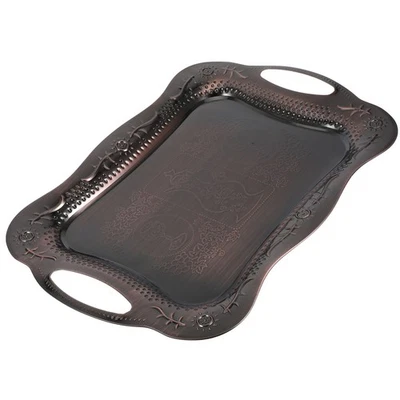  Serviertablett Mit Henkel Edelstahl Snackgericht -Serviergericht - Bild 1 von 4