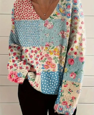 Suéter patchwork estampa floral GG - Imagem 1 de 2