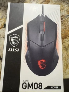 MSI Clutch GM08 Gaming Mouse, 4200 DPI Optical Sensor 3,Red LED Lighting - BLACK - Picture 1 of 2
