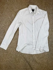 Camisa de vestir blanca ajustada de H&M para hombre talla M mediana con pequeños puntos negros - Imagen 1 de 6