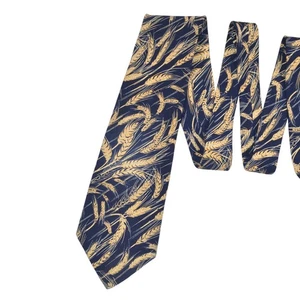 Vintage Hugo Boss men's Pure Silk Tie Retro Design Limited Edition Wheat Barley - Picture 1 of 6