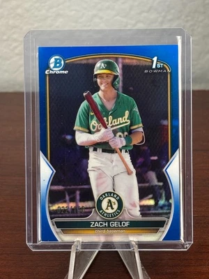 2023 Bowman Chrome 1st Blue Refracto #BCP-1 ZACK GELOF PROSPECT /150 ATHLETICS - Image 1 of 2