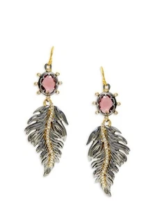 Authentic Alexis Bittar Red/Gold Leaf Dangling Earring 3” Retail $215.00 - Picture 1 of 4