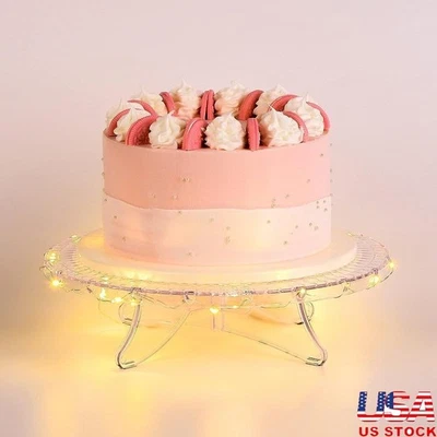 Soporte grande para pasteles de plástico transparente con diseño de encaje y cadena de luces LED eventos nuevo Foto 1 de 4