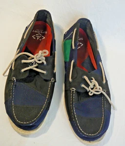 Sperry Men's 16 UK 15 Sailcloth Colorblock Bionic Red Sole BoatShoes Fish Preppy - Picture 1 of 10
