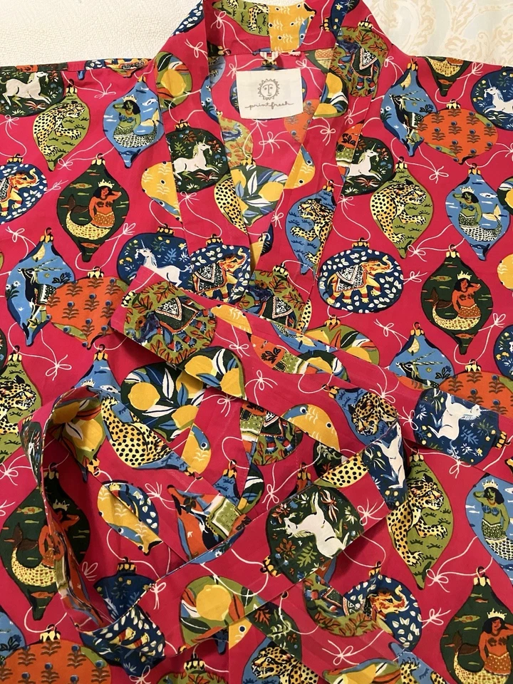 Printfresh Mujer’s 1X Kimono Estilo 100% Algodón Rosa Multi Sirenas y Unicornios Foto 1 de 4