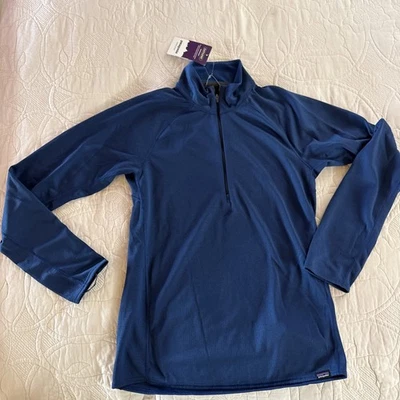 NUEVO CON ETIQUETAS Patagonia Para Hombres Talla XS Azul Capilene Peso Medio Cremallera-Cuello Capa Base Foto 1 de 3