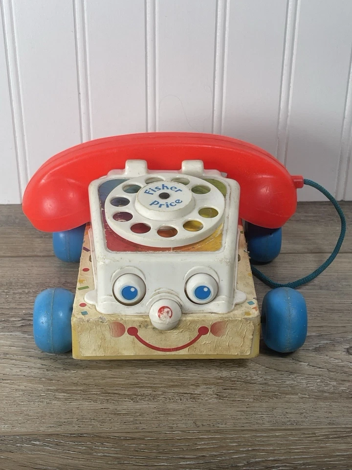 ВИНТАЖНЫЙ 1961 FISH PRICE БОЛТОВНЯ ТЕЛЕФОН #747 ДЕРЕВЯННЫЙ США СДЕЛАНО ИГРУШКА РАБОТАЕТ - Изображение 1 из 4