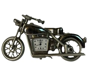 Sheffield Miniature Motorcycle Bike Silver Tone Quartz Novelty/Desk Clock 4” - Picture 1 of 8