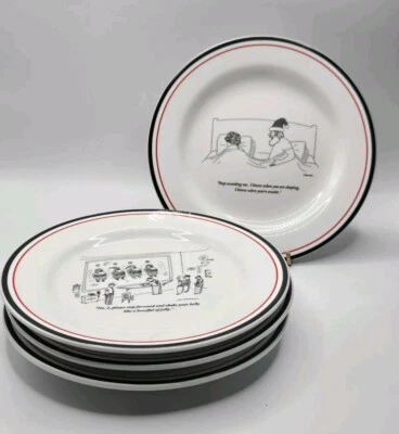 Platos de postre New Yorker by Restoration Hardware S/4 de dibujos animados de Papá Noel de vacaciones 8"  Foto 1 de 4